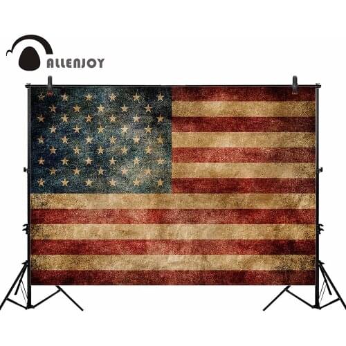 Allenjoy photo zone backdrop patriotic American flag 50 stars blue rectangle 13 red white stripes background photocall studio