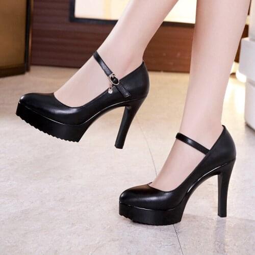 Black shallow mouth wild professional shoes high heel stiletto shoes work shoes interview ceremonial large size dress shoes