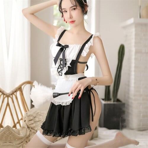 Sexy Maid Outfit Dress Cosplay Lingerie Naughty Backless Halter Roleplay Costumes for Women Kawaii Porn Exotic Apparel Underwear