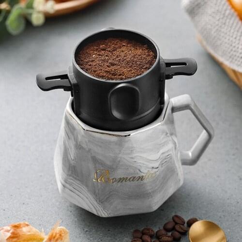 Pour Over Coffee Filter, Portable Stainless Steel Reusable Coffee Dripper Cone - for Travel Camping Offices Backpacking
