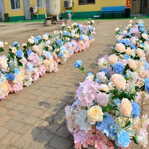 100X40cm Artificial arch flower row table Flower Silk peony Flower with Foam frame runner centerpiece Wedding backdrop decor