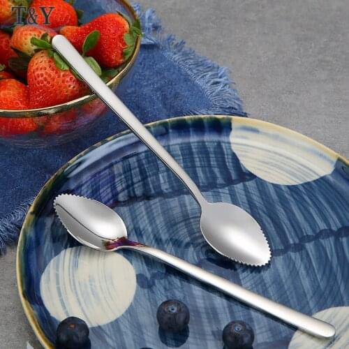 T&Y 1pc 6.7inch Grapefruit Spoons Stainless Steel Half Serrated Spoons Citrus Scoop Fruit Vintage Dessert Spoon for Ice Cream