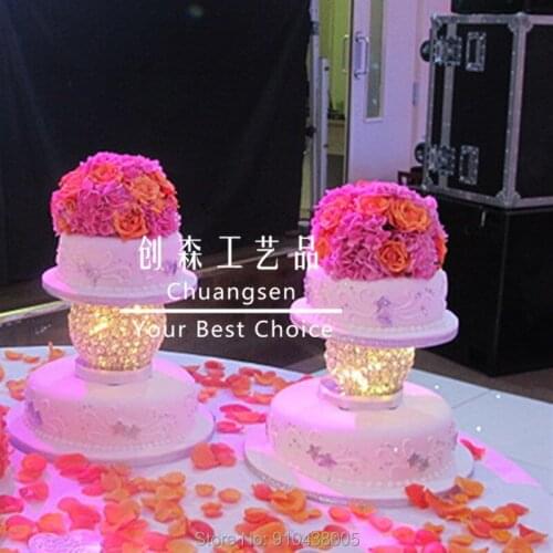 Metal antique crystal round wedding cake stand , crystal cake stand set , wedding centerpiece cake holders