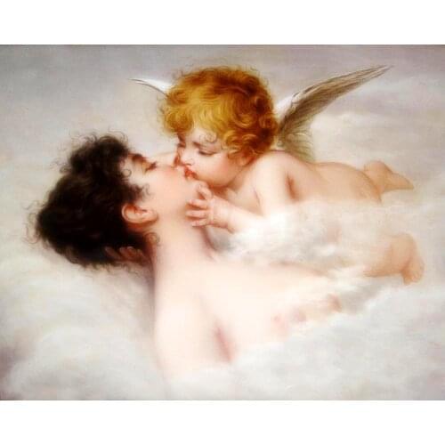 Needlework Crafts 14CT unprinted For Embroidery Kids People Quality Counted Cross Stitch Kits Angel Baby Kiss Sweet Child