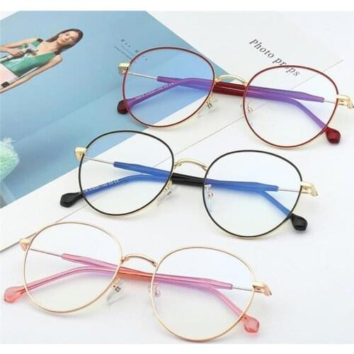 Blue Light Glasses Women Cute Clear Regular Computer Blocking Men Gaming Glasses Simple Round Eyeglasses Frame Vintage Shades