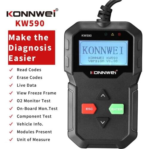 KW590 Handheld OBD II Vehicle Diagnostic Tool Universal Car Code Reader Auto OBD2 Scanner Supports Multi-Brand Cars & Languages