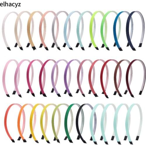 20pcs/lot 1cm Width High Quality Solid Ribbon Covered Plastic Hairband with Teeth Girls Kids Women Headband Hair Accessories