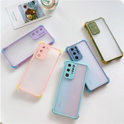 Candy Color Shockproof Clear Phone Case For Samsung A21S A51 S20 FE S21 S10 S9 Plus Note 20 10 Pro Camera Protection Soft Cover