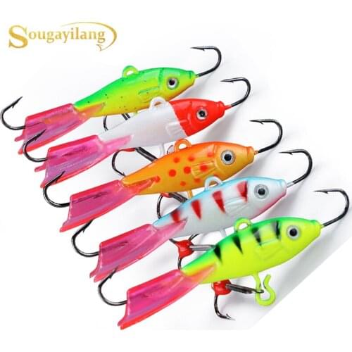 Sougayilang 5pcs Ice Fishing Lures Sharp Hooks Winter Lifelike Fishing Baits Sets 12g 6cm Ice Jigging Lures Kit De Pesca