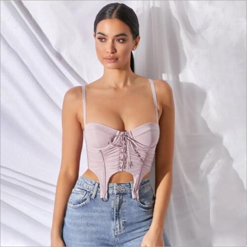 Sexy Backless Mesh Camis Women Strap Crop Top Solid Color Slim Fit Short Vest Summer Ladies Lace Up Camisole Tank Top