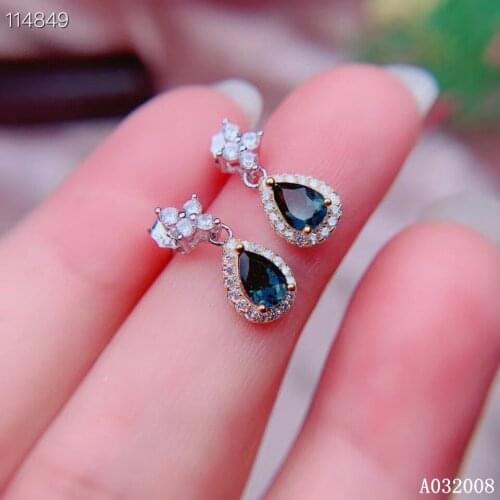KJJEAXCMY fine jewelry 925 sterling silver inlaid natural sapphire ear studs exquisite ladies earrings support testing