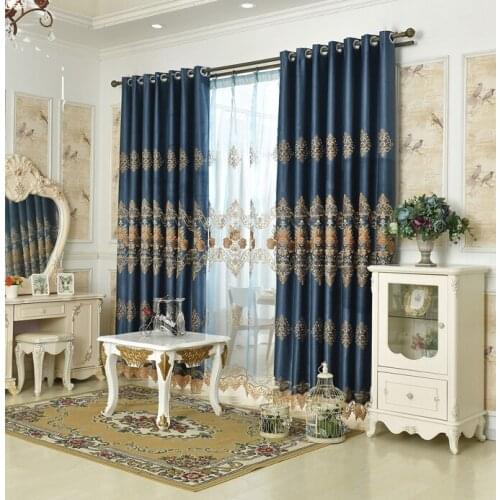 European Style Curtains Light Luxury Pearl Velvet Water Soluble Embroidery Customization Curtains for Living Dining Room Bedroom