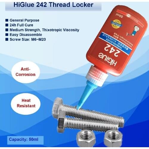 Threadlocker 242 Thread Locker Blue Glue Removable Sealant Anti-Corrosion& Vibration 50ml*1pcs