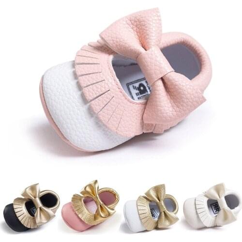 Tassel Baby Shoes First Walkers Soft Bottom Newborn Baby Moccasin Fashion Bowknot PU Leather Prewalkers Boots