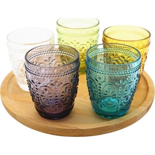 NEWYEARNEW 1piece Colorful Vintage Glass Relief Milk Cup Mug Fashion Birthday Wedding Gifts Bathroom Tumblers Tooth Washing