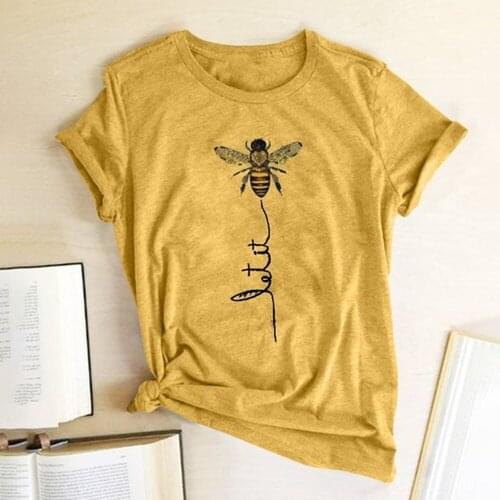 Bee Kind Print Woman Tshirts Graphic T Shirts Aesthetics Summer Tops for Women Fashion Crew Neck Clothing Femme Mujer Camisetas