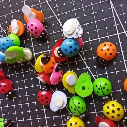 1pcs/lot resin lovely coccinella septempunctata 13mm Cabochons Hair Bow Center Card Frame Making Craft DIY