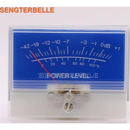 1pcs Lake Blue VU Meter Tube Amplifier DB table Power Discharge Flat Table Audio Meter Head