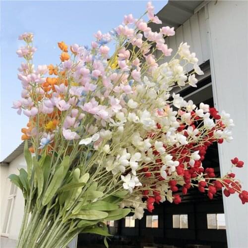 2 fork Bell Orchid Artificial Silk Flower Home Wedding Decoration Simulation Fake Flowers