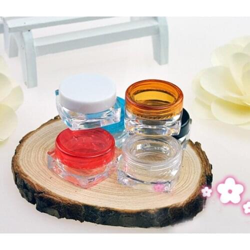 200pcs,3 grams Square bottom color transparency Cream box,cosmetic packing boxes,trial sample box,portable travel empty bottle