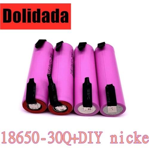 2021 3000mAh 100% capacity 3.7V 18650 battery for Samsung 30Q INR 18650 30Q 20A Rechargeable li-ion battery + DIY nicke