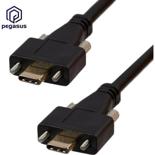 30cm/1m/2m USB 3.1 Type C Dual Screw Locking Male to Type C 10Gbps Data Panel Mount Cable Male to Male M/M