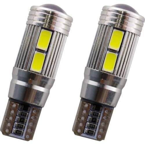 4pcs High power Car auto Light T10 Canbus 10 SMD 5630 LED With lens 10SMD W5W 194 168 501 Wedge Side Bulb Lamp DC12V