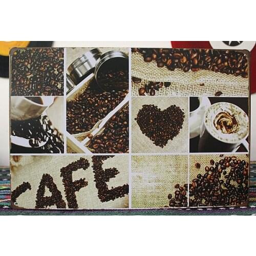 50pcs/lot Metal Sign shabby chic TIN SIGN "Cafe bean" Metal Art wall Store Cottage Farm Shop Kitchen Bar C-40