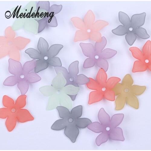 22mm Acrylic five petaled Frosted flower Beads for Jewelry Making dull polish Home DIY Earring Hair Decoration Accessories