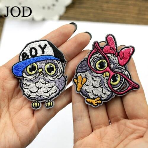Children Cartoon Bird Embroidered Owl Iron on Patches for Clothes Stickers Fabric DIY Decorative Applique Patch Clothing Ironing