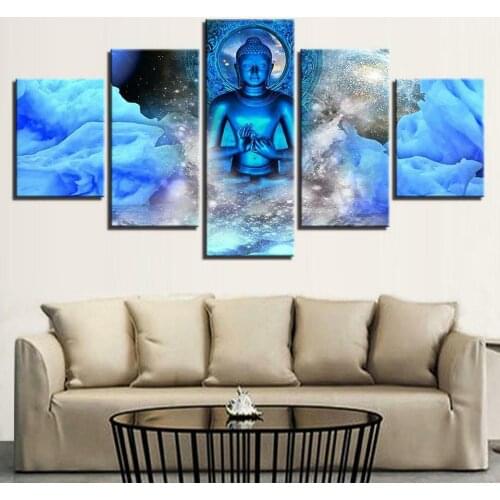 Home Wall Decor Canvas Blue Dream Nebula Buddha Meditation Picture Art HD Print Painting On Canvas for Living Room Unframe