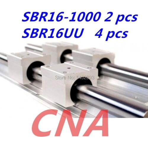 Express Shipping: 2pcs SBR16 L 1000mm Linear Bearing Rails + 4pcs SBR16UU Linear Motion Bearing Blocks (can be cut any length)