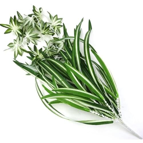 65cm Artificial Flowers Plants Wall Hanging Chlorophytum Potted Green Plants PVC Fake Simulation Flower Living Room Decor