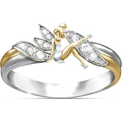 Crystal Angel Wing Rings For Women Silver Color Jewelry Engagement Ring For Women Boho Gold Ring For Female Gifts For Women Ring