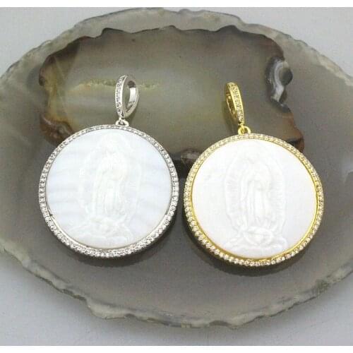 34mm 5pcs/lot CZ pendant charm jewelry,cubic zirconia micro pave pendant component,shell religion charm jewelry cz accessories