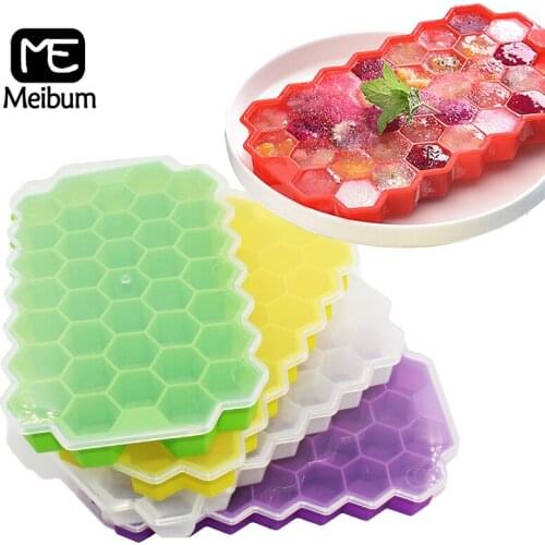 37 Cavity Honeycomb Ice Cube Trays with Removable Lids Silicone Chocolate Moulds Food Grade Ice Cube Mold for Whiskey Cocktail