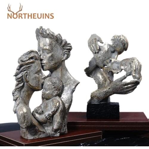 NORTHEUINS Couple Lover Mask Statue Brid Thinker Figure Head Sculpture Resin Bust Figurines Retro Interior Home Desk Decoration