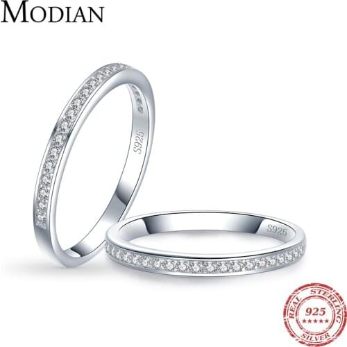 Modian Classic Simple 100% 925 Sterling Silver Charm AAA Zirconia Finger Rings for Women Wedding Engagement Statement Jewelry