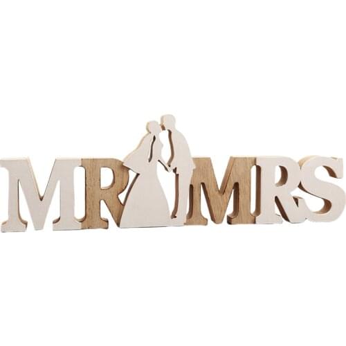 Letter Logo MR & MRS Sign Ornaments 38x12cm Rustic Great Gift Wood For Weddings Wedding Decoration