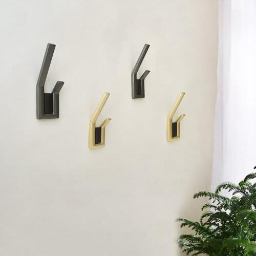 Zinc Alloy Black Gold Clothes Hanger Wall Mounted Coat Hook Decorative Key Holder Hat Scarf Handbag Storage Hanger Bathroom Rack