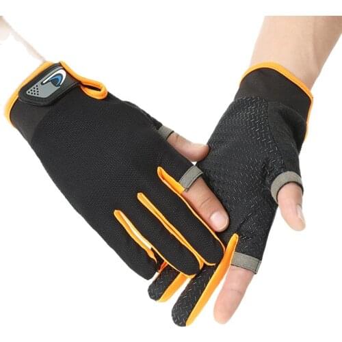 Non-slip breathable two-finger cutting gloves hiking trip fishing cycling fitness gloves mountain climbing rock climbing shock a