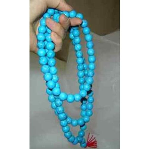New Style Hot sale*****Rare 108 Tibetan Buddhist TURQUOISS 10mm Prayer Beads Necklace Fashion Wedding Party Jewellery