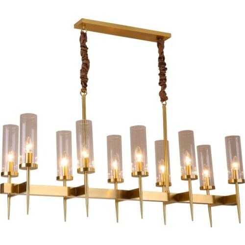 Postmodern restaurant cafe bar chandelier villa restaurant model room chandelier rectangular light luxury glass chandelier