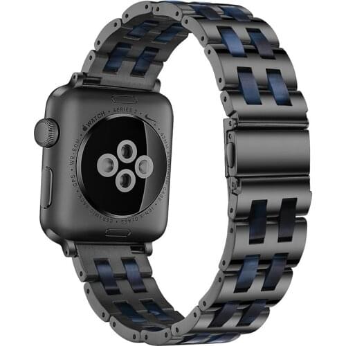 Stainless Steel Strap For Apple Watch Series 6 SE Band 44mm 40mm With Resin Bracelet For Applewatch 3 4 5 Straps 42mm 38mm