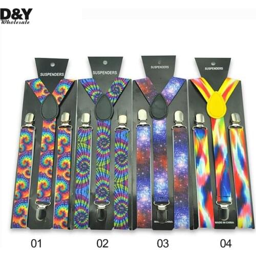 Special 7 Colorful 3D Star Sky Colors Suspenders Braces 1 inch Width Y-back Adjustable Suspenders Braces men tirantes hombre