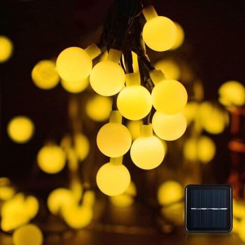 New Solar Globe Light White Ball 5M/7M LED String Lights Fairy Garlands for Christmas Party Wedding Outdoor Garden Decoration