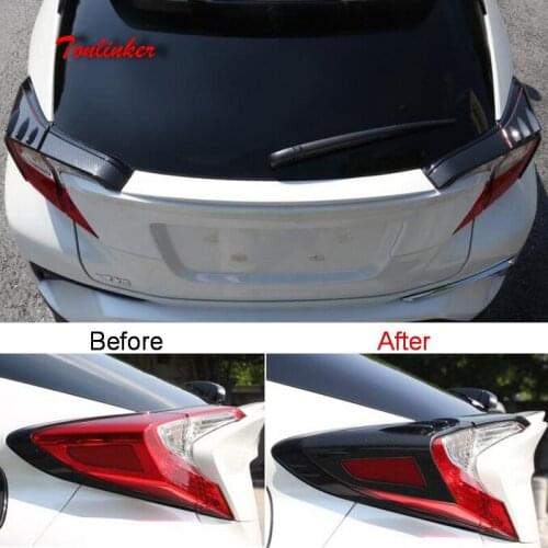 Tonlinker Cover Sticker For Toyota CHR 2018 Car Styling 4 Pcs ABS Chrome The Taillight eyebrow Decoration Cover case Stickers