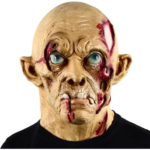 Horror Zombie Mask Halloween Terror Old Man Costume Prop Haunted House Secret Room Escape Cosplay Zombie Headgear