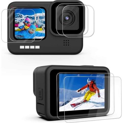 Screen Protector Compatible With GoPro Hero 9 Black Ultra Clear Tempered Glass Screen Protector + Tempered Glass Lens Protector