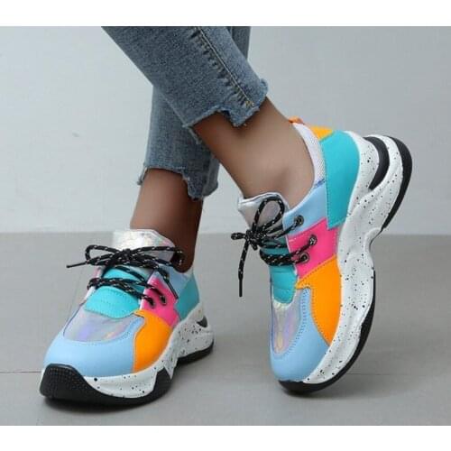 Comfortable Hot Sale Women Leather Round Toe Lace-Up Closure Ladies Casual Shoes Flats Platform Shoes